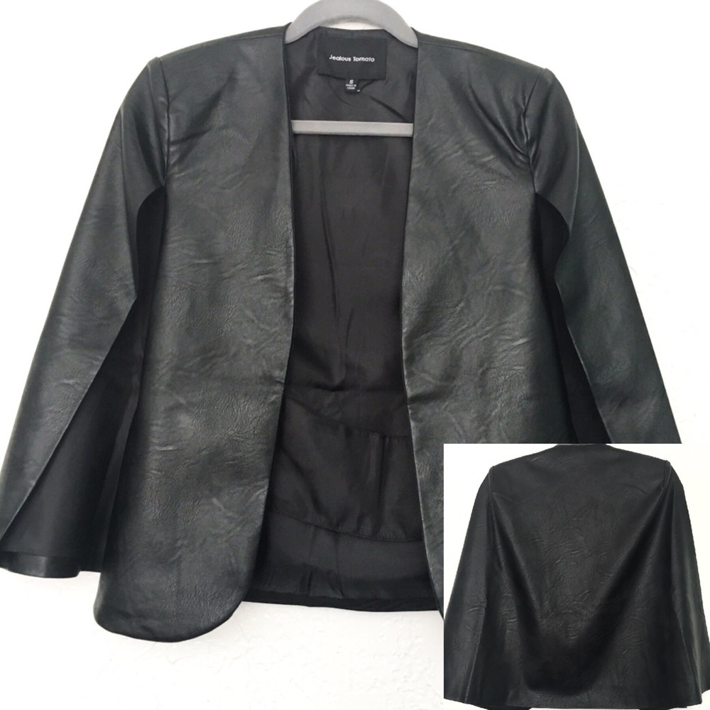 Black Vegan Leather Cape